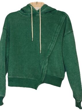 Zenana Forest Green Hooded Pullover with White Drawstrings